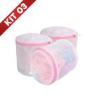 Kit 3 Sacos Protetores para Lavagem de Roupas Delicadas Poliéster Resistente
