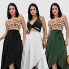 Kit 3 Saias Envelope Midi Viscose Transpassada De Amarrar