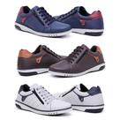 Kit 3 Sapatênis Masculino Casual Fechamento Elástico e Zíper