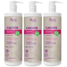 Kit 3 Shampoo Nutritivo Cachos Apse Apice Limpeza Suave Vegano Cabelo Sem Sulfato Profissional 1L