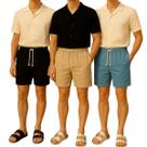Kit 3 Short Bermuda Linho Masculina Bolso Faca Mauricinho Kit 3 Short Bermuda Linho Masculina Bolso Faca Mauricinho