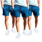 Kit 3 Short Masculino Bermuda Treino Tactel c/ Elastano Praia Academia