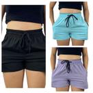 kit 3 short tactel elastano feminina adulto praia treino secagem rapido