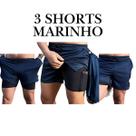 Kit 3 Shorts 2 em 1 Forrados Com Bolso Extra Treino Esporte Run