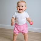 Kit 3 Shorts Bebê Liso 100% Algodão Liso Com Punho Menina M