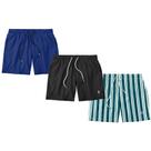 Kit 3 Shorts Bermudas Resina Liso Listrado Masculino Tactel Básico