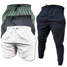 Kit 3 Shorts e 1 Calça de Elastano com Punho Para Academia Corrida 2 bolsos Reforçado Kit 3 Shorts e 1 Calça de Elastano com Punho Para Academia Corrida 2 bolsos Reforçado
