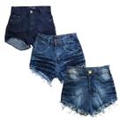 Kit 3 Shorts Jeans Premium Hot Pants Cintura Alta Atacado Kit 3 Shorts Jeans Premium Hot Pants Cintura Alta Atacado