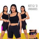 Kit 3 Shorts Leg Legging REDINHA Cintura Alta Fitness Treino Casual Corrida Academia Cores 669