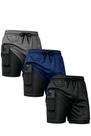 Kit 3 Shorts Masculino 2 Em 1 Duplo Com Bolso Academia Treino Corrida