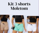 Kit 3 Shorts Moletom feminino Super Confortável