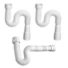 Kit 3 Sifão Simples Sanfonado Universal Tubo Extensivo Para Pias