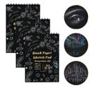 Kit 3 Sketchbook Pad Caderno Desenho Artístico Ilustração Papel Preto 150g/m² 25 Folhas Capa Dura Espiral A4 ou A5 Black -