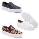 Kit 3 Slip On Feminino Flatform Cadarço Moderno Conforto Kit 3 Slip On Feminino Flatform Cadarço Moderno Conforto