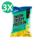 Kit 3 snack proteico salgadinho com whey protein onion crispy cebola 50g