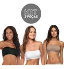 Kit 3 Soutien Faixa S/ Costura Top Sem Alça Sem Bojo