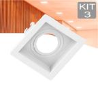 Kit 3 Spot de Embutir Ar111 Recuado Quadrado Branco