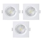 Kit 3 Spot Embutir Taschibra Alltop Quadrado Led 3W 4000K