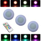 Kit 3 Spots Luminárias Lâmpadas Redondas Sem Fio RGB Coloridas Multicolor Led Com Controle Remoto Para Paredes Armários