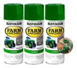 Kit 3 Spray Tinta Veículo Agrícola Rust Oleum 340g Antiferrugem Verde Jd