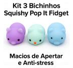 Kit 3 Squishies Squish Muji Fidget Bichinhos Mole De Apertar Sortidos