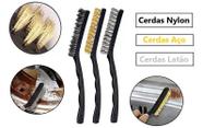 Kit 3 Super Escovas Grande Em Aço Latão Nylon Multiuso Limpeza De Grelha Churrasco Ferrugem