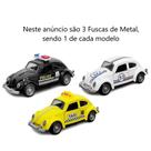 KIT 3 Super Miniatura Carrinho De Ferro Fusca 1957 Herbie Abre 3 Portas pneus borracha colecionador