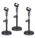 KIT 3 Suporte Pedestal Mesa Tripé P/ Microfones Base de Mesa