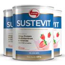 Kit 3 Sustevit Whey Protein Vitafor sabor Morango 400g