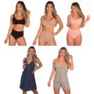 Kit 3 Sutiã de Amamentação +3 Calcinha Cós Alto Pós Parto +1 Camisola +1 Baby Doll Pijama Conjunto Amamentar Sutian Reforçado Calsinha Cintura Algodão