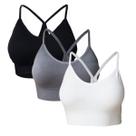 Kit 3 Sutiã Top Nadador Poliamida Bojo Removível Confortável COR:PRETO/BRANCO/CINZATamanho:G