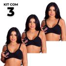 Kit 3 Sutiãs de Amamentação Cotton Confortável Prático Fecho Fácil Maternidade