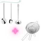 KIT - 3 TALHERES Colher/Escumadeira/Concha + 3 PENEIRAS INOX
