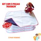 Kit 3 Tapetes Higiênico Lavável Super Absorção 200 Lavagens