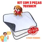 Kit 3 Tapetes Higiênicos Laváveis para Cães de Porte Médio/Grande 70x50cm