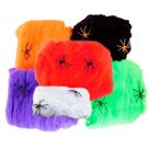 Kit 3 Teias Coloridas de Aranha Artificial Decoração de Halloween Com 6 Aranhas