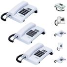Kit 3 Telefones Fixos com Fio Intelbras TC 50 Instalação Mesa ou Parede Escritório Consultório