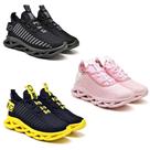 Kit 3 Tênis Masculino Evoltenn Esportivo Solado Trançado Rosa/Amarelo