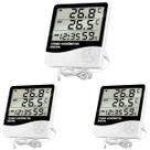 Kit 3 Termo Higrômetro Digital Medidor de Temperatura e Umidade Interna x Externa com Relógio e Despertador