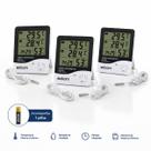 Kit 3 Termo Higrômetro Digital Medidor de Temperatura e Umidade Interna x Externa com Relógio e Despertador