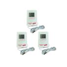 Kit 3 Termômetro Digital Alarme Temperatura Interna Externa Imã Traseiro Gravação Sensor Th-200 Portátil