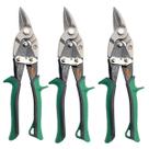 Kit 3 Tesoura Aviação 25 cm Corta Chapa Bico Esquerdo Reto Direito Serralheiro Calha Rufo Marceneiro Tapeceiro Pvc