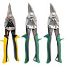 Kit 3 Tesoura Aviação 25 cm Corta Chapa Bico Esquerdo Reto Direito Serralheiro Calha Rufo Marceneiro Tapeceiro Pvc