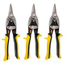 Kit 3 Tesoura Aviação 25 cm Corta Chapa Bico Esquerdo Reto Direito Serralheiro Calha Rufo Marceneiro Tapeceiro Pvc