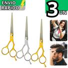 Kit 3 Tesoura Cabeleleiro Barbeiro Profissional Em Inox N6 Barba Cabelo Unissex Barbearia Salão
