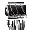 Kit 3 Tesoura Inox Fio Laser Fio Navalha Desfiadeira Navalha + 10 Pente