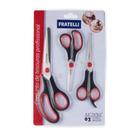 Kit 3 Tesouras Corte Fácil Alfaiate Artesanato Cabelo Costura Escritório Multiuso Fratelli