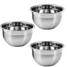 Kit 3 Tigelas Mixing Bowl De Inox Redondo 14cm Para Preparo Cozinha Salada Confeitaria PP - Ke Home