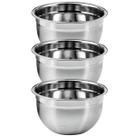 Kit 3 Tigelas Mixing Bowl De Inox Redondo 22cm Para Preparo Cozinha Salada Confeitaria M - Ke Home