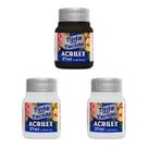 Kit 3 Tintas de Tecido Acrilex 37ml 2branco/1preto